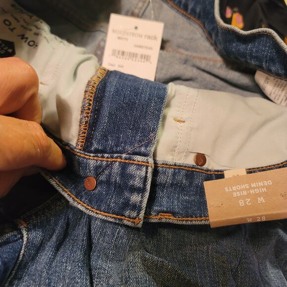 Madewell Size 28 High Waist Boyfriend Cutoff Denim Shorts Gravel Medium Size 28 - Picture 2 of 6